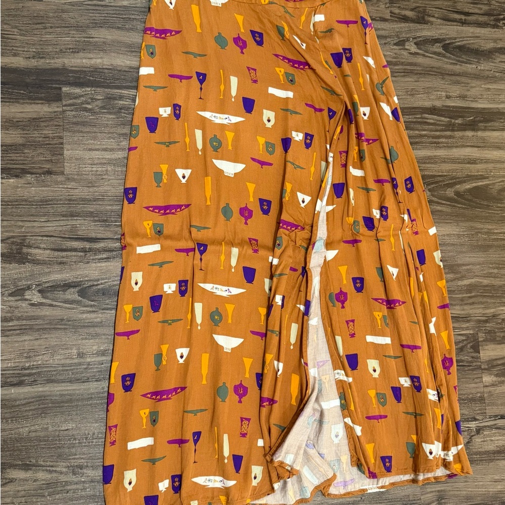 FRNCH Orange and Purple Patterned Skirt